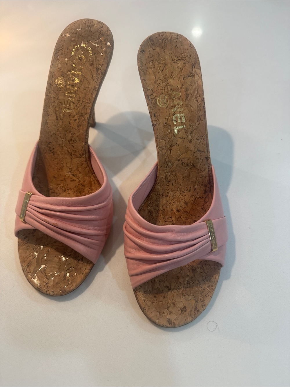 CHANNEL Cork Heel Mule/Slide Sandals - Picture 9 of 9